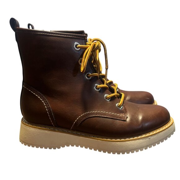 Madden Girl Kentt Lace Up Brown Combat Boots Womens Size 8M PU Upper - Picture 1 of 13